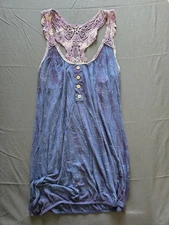 Daytrip by Buckle Flow Boho Crochet Henley Mock Knit Tank Top Womens Sz Medium