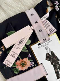 NWT Victoria&rsquo;s Secret Satin Pajama Set BLACK FLORAL SZ M MEDIUM NEW RELEASE!