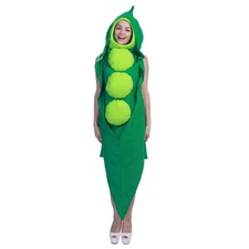 Pea Pod Costume Vegetable Cosplay Outfit Halloween Party Full Body Jumpsuit