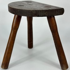 Vintage Small Handcrafted 3 Shaped Legs Dark Wood Milking Stool Plant Stand