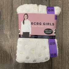 BCBG GIRLS Plush Hoodie  Legging Set In White  Black Size XS-5/6 -Super Soft