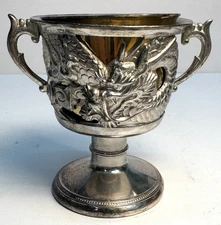 Vintage 1940's Occupied Japan Silver Toned Goblet Dragon Themed