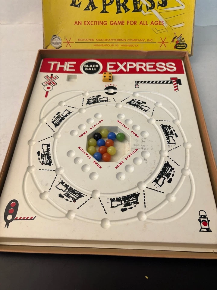 Black Ball Express Schaper Board Game Vintage Marble 1950s Classic - Image 2 of 4