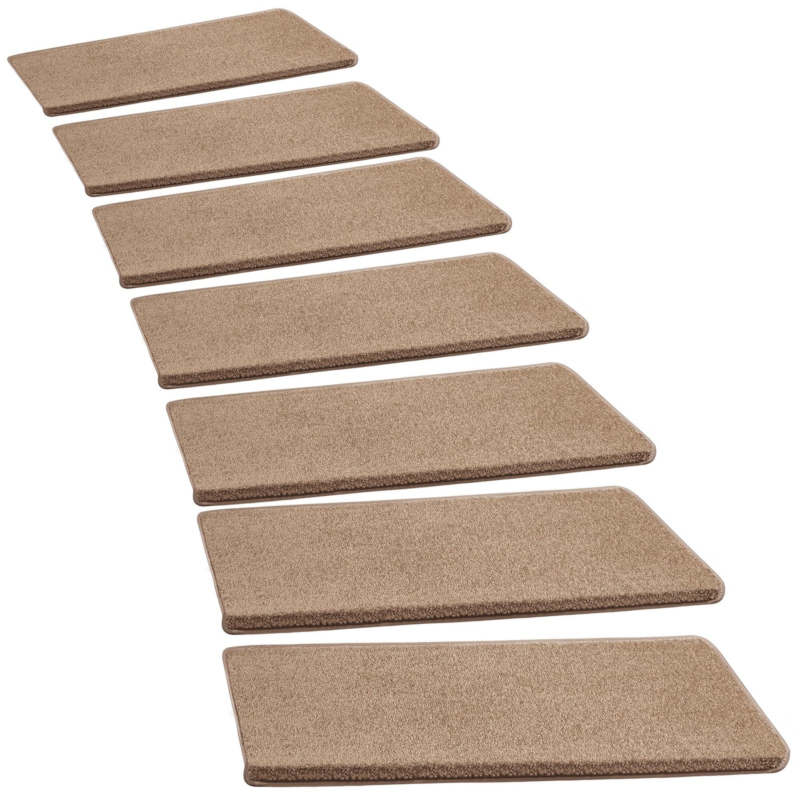 Non-Slip Bullnose Carpet Stair Treads Set Tape-Free Indoor Protectors