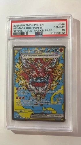 2025 POKEMON PRE EN-PRISMATIC EVOLUTIONS #148 HF MASK OGERPON ex SIR PSA 10