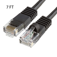 7FT RJ45 CAT5 CAT5E BLACK ETHERNET LAN NETWORK CABLE NEW