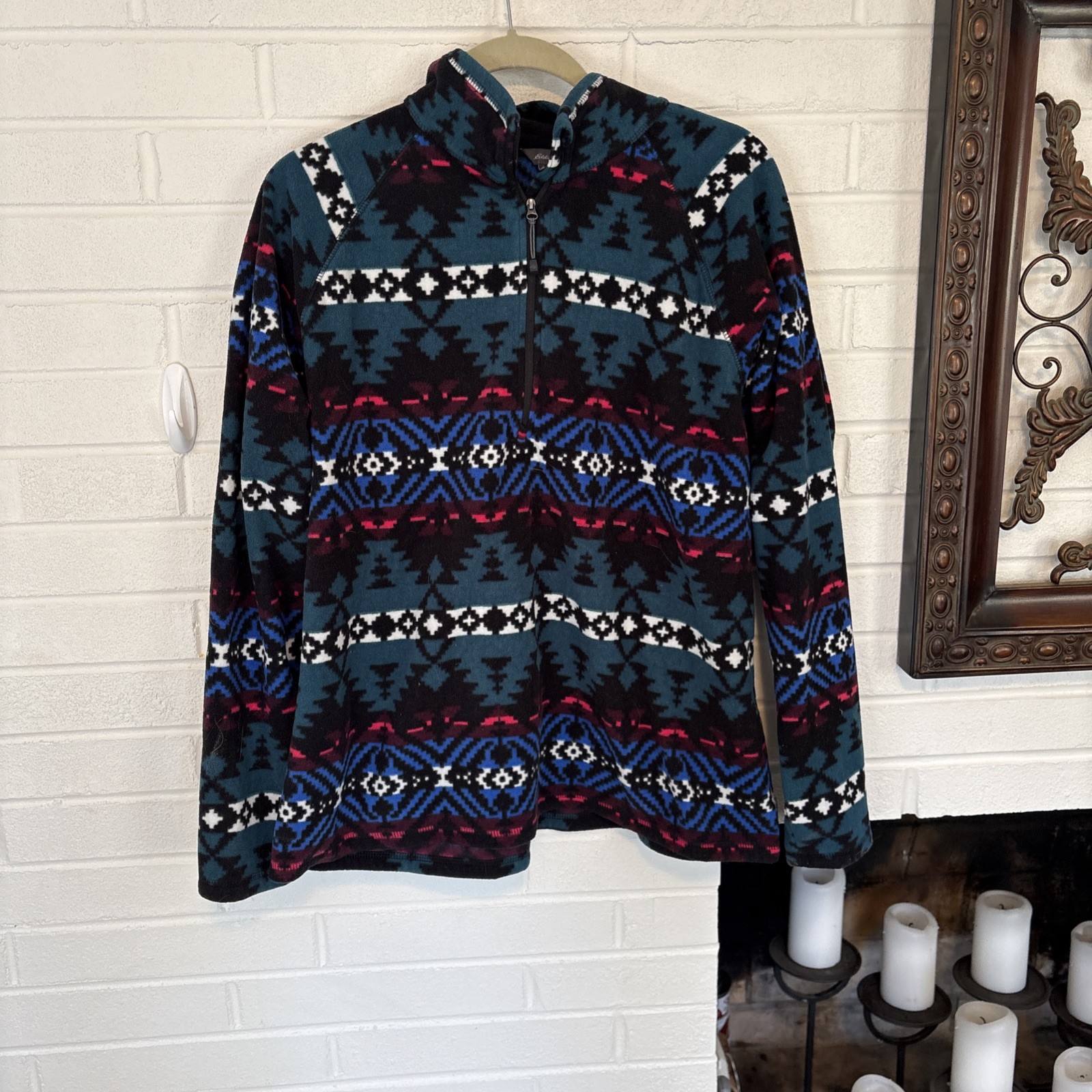 Eddie Bauer Aztec Fleece Quarter Zip Pullover Size XXL