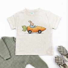 Bunny Carrot Car Easter Comfort Tee Kids Toddler Boys Spring Gift