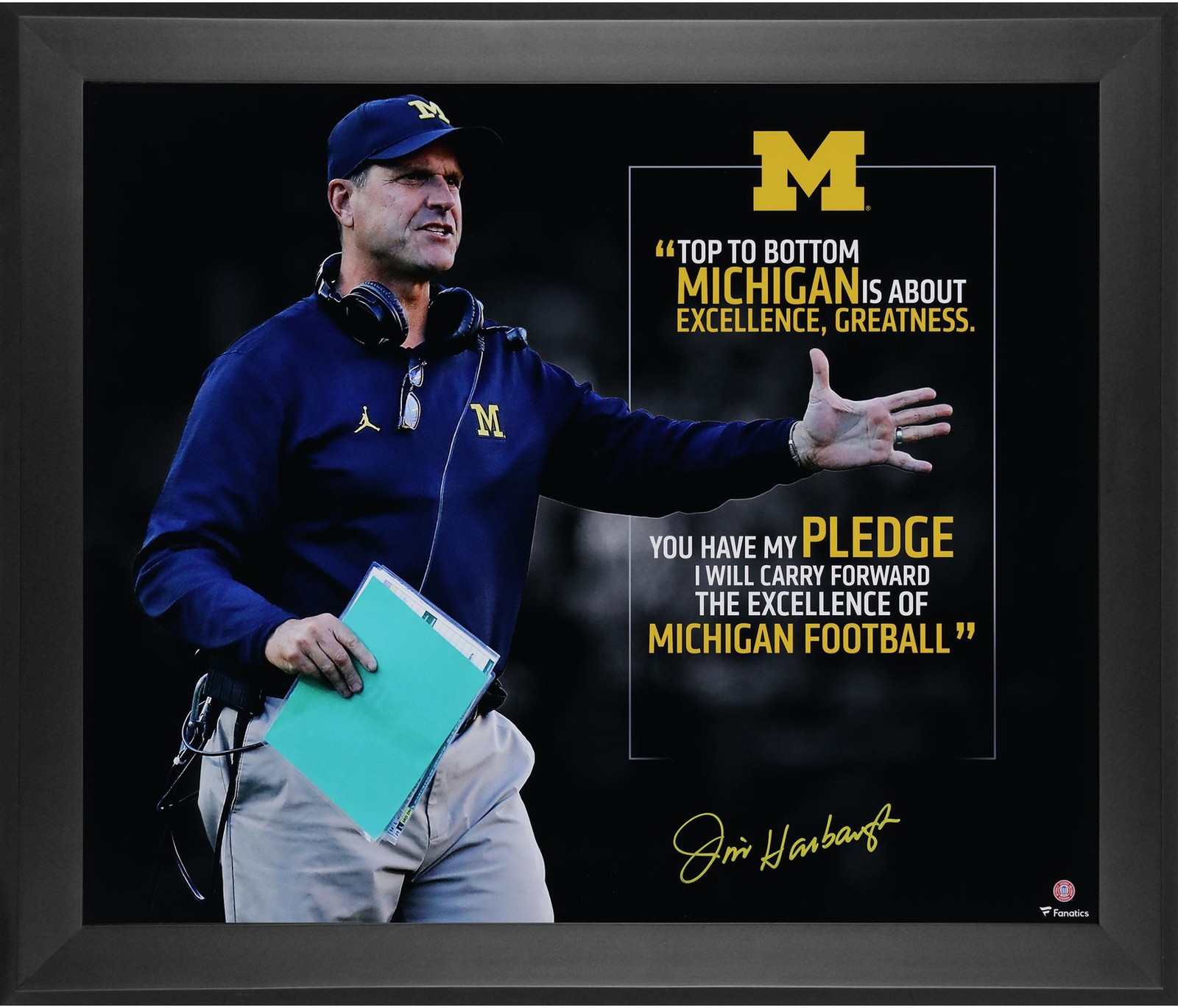 Jim Harbaugh Autographed Signed Michigan Wolverines Wolverines Framed 20x24 Quote Photo-Fanatics 