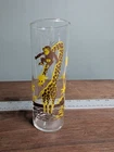 Vintage MCM Federal Glass Tumbler Giraffe Monkey Slide Yellow Brown