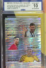 Leaf Exclusive Legends Edition #ELE-60 Messi Ronaldo Nazário Silver Pulsar 9/25
