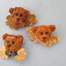 Lot of 3 Teddy Bear Head Brooch Pins, Brown/B...
