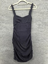 Urban Outfitters Dress Womens S Black Bodycon Short Ruched Square Neck Strappy