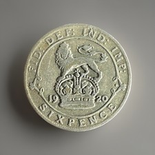 Great Britain 1920 - 6 Pence / Sixpence - King George V 1st Coinage- .925 Silver