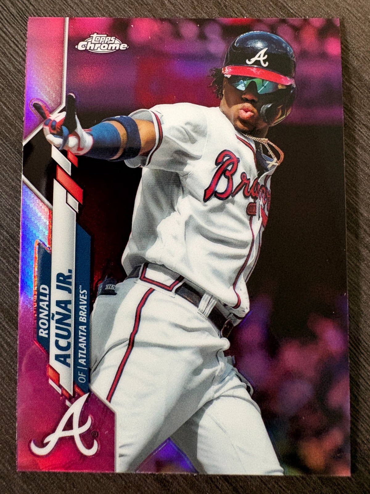 2020 Topps Chrome Ronald Acuna Jr Pink Refractor Parallel #112 Braves
