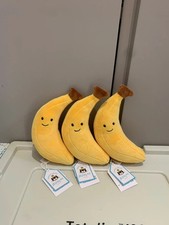 Jellycat Amuseable Fluffy banana Plush Keychain Birthday Gift Kids Toy 6in w/Bag