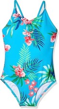 Kanu Surf Girls One Piece Swimsuit Size 12 Floral Aqua
