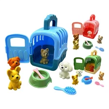 Pet Care Cage Play Set - 8pcs Dog Cage Pretend Role Play Dog Grooming Toys Puppy