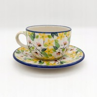 Tasse Handgefertigte Tasse Mit Untertasse Bunzlauer Keramik Unikat 200 Ml