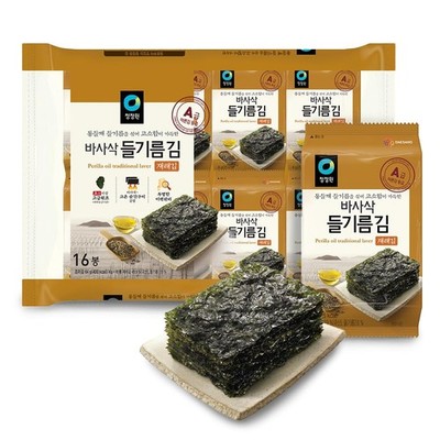 Premium Roasted Seaweed Snack Perilla Oil | Pack of 16  Crispy & Savory Korea...