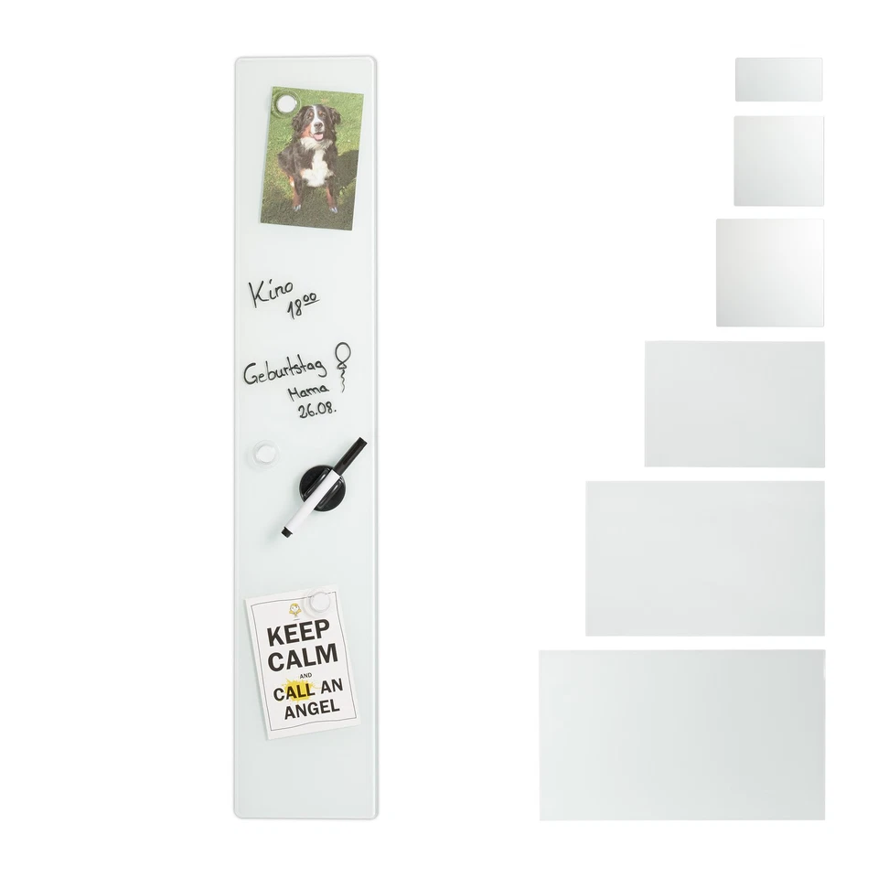 Magnettafel glas Magnetische Notiztafel Weißes Memo-Board abwischbar magnetisch - Bild 1 von 4