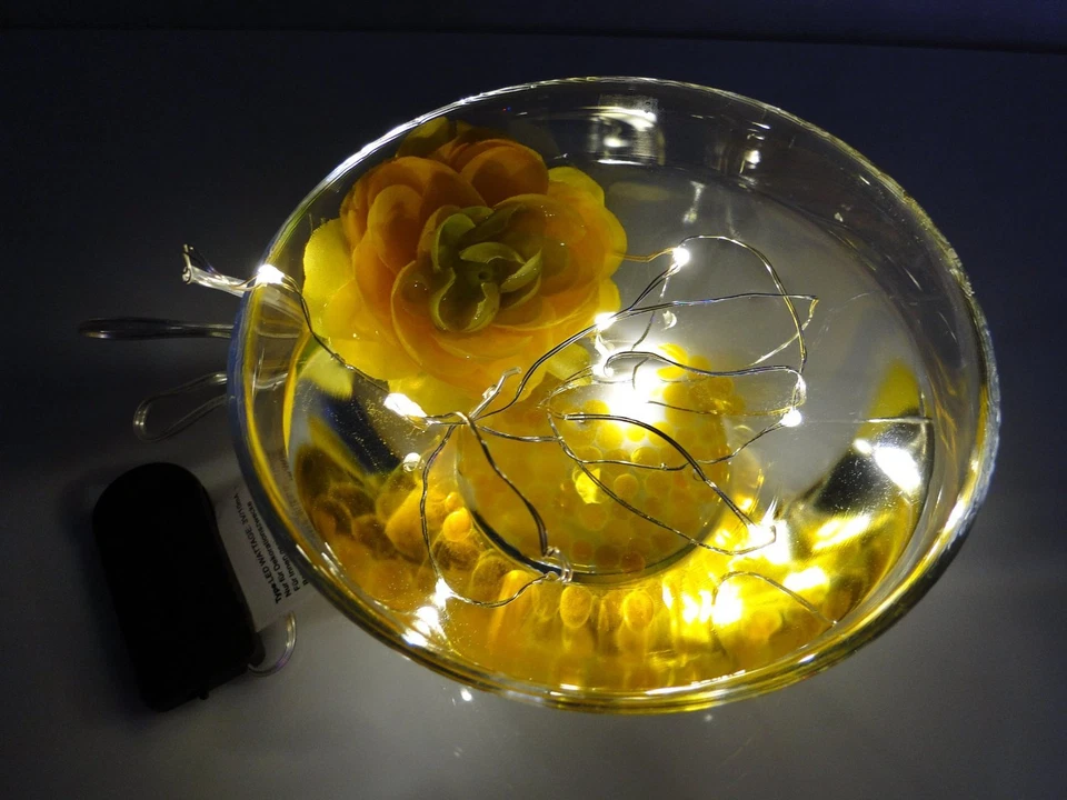 60 LED Draht Lichterkette Batterie Micro Silberdraht Timer warmweiß Wasser Deko - Bild 2 von 3