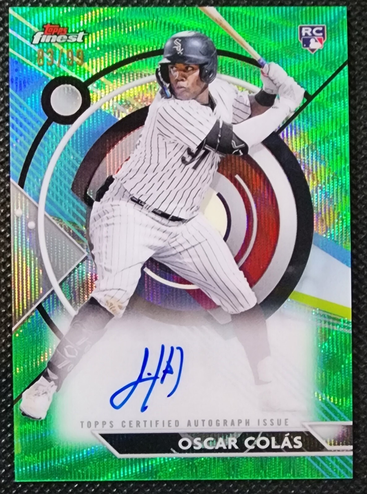 ⚾ Oscar Colas 2023 Topps Finest #FA-OCO Green Wave Refractor AUTO SN 83/99