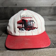 Vintage Case IH Pinstriped Embroidered Snapback Hat Cap Made In USA ~K Products