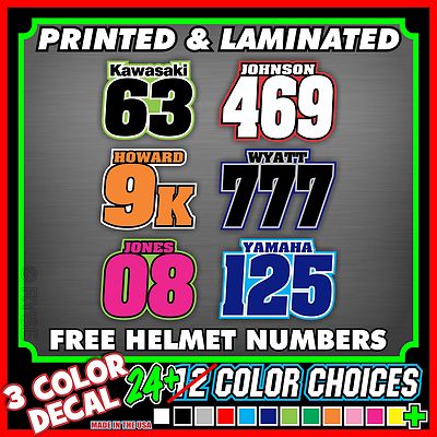 Name Dirt Bike Number Stickers MX Motocross Decals Set ATV Trial YZ RM KX SX CRF