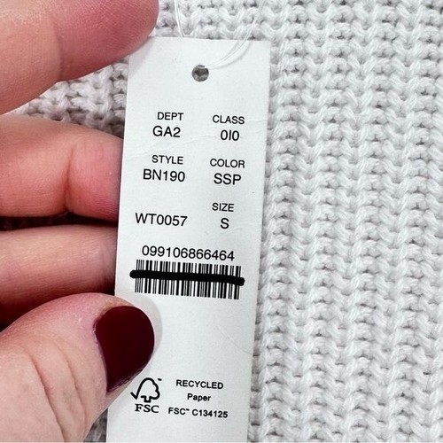 J. Crew Women's Cotton fisherman sweater Crisp Bright White Coastal Preppy NWT S - Picture 8 of 9