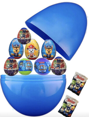 8  Jumbo PLASTIC SURPRISE EGG/Surprises Inside. Paw Patrol. Pj Masks, Avengers
