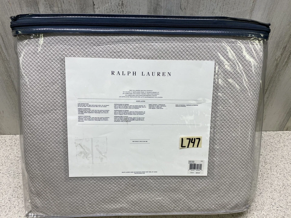 Ralph Lauren Adelaide Coverlet Blanket Full/Queen Grey New - Image 3 of 4