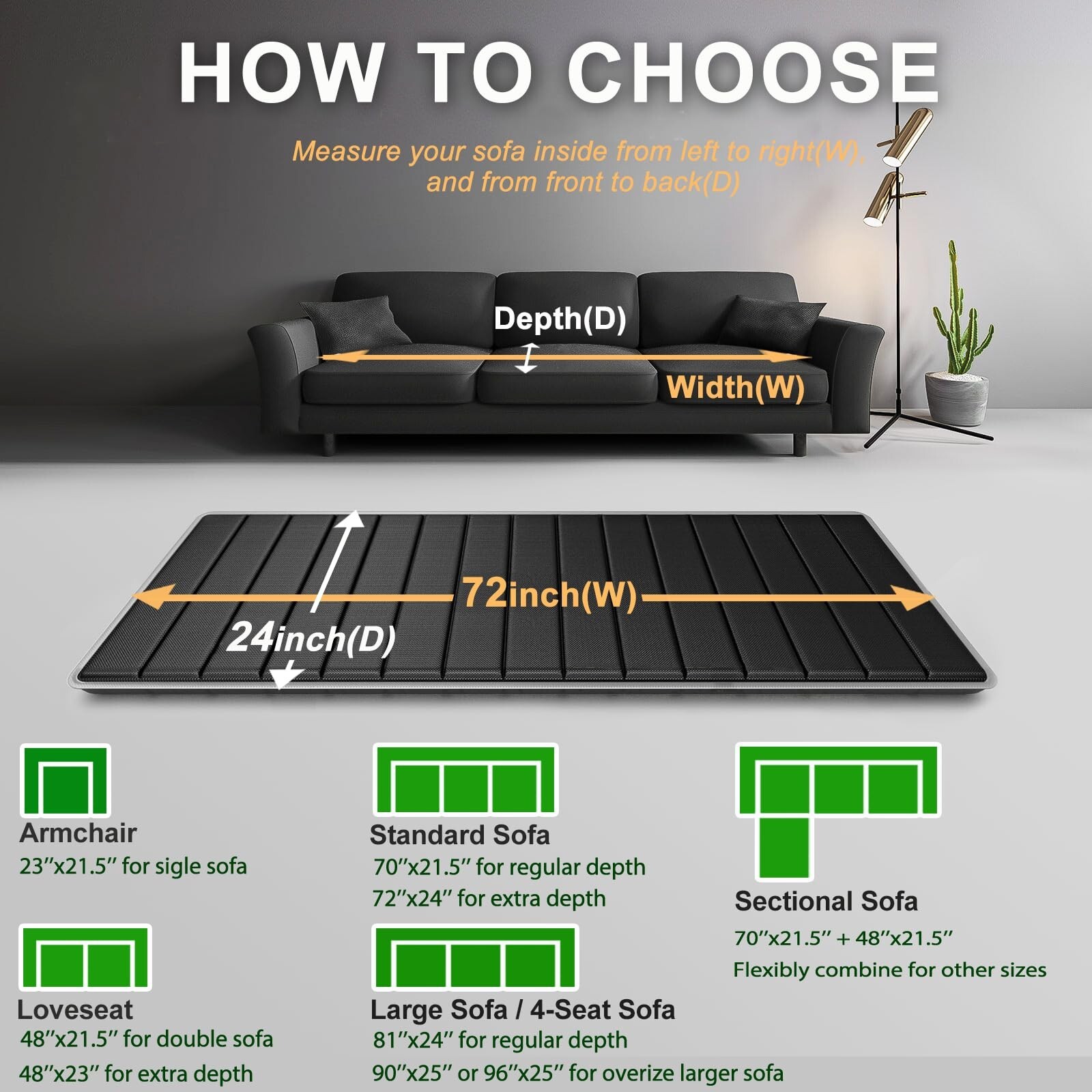 LAVEVE Heavy Duty Couch Cushion Support for Sagging Seat 24''x72'', Large Sol...