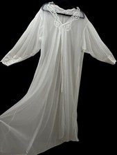 Vintage Lily of France Medium nylon Sheer Romantic Lace robe, union made USA