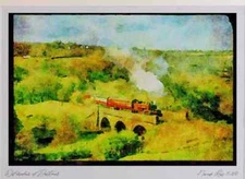 Steam Trains 182012 Yorkshire Steam At Mytholmes Viaduct KWVR A3 Watercolour pr
