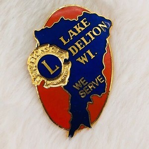 Vtg Lake Delton Wisconsin Lions club International Member Enamel Lapel Pin