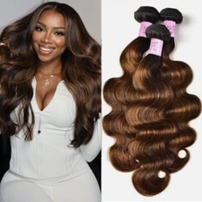 UNice Indian Ombre Balayage Brown Body Wave 3 Bundles Human Hair Extension Wefts