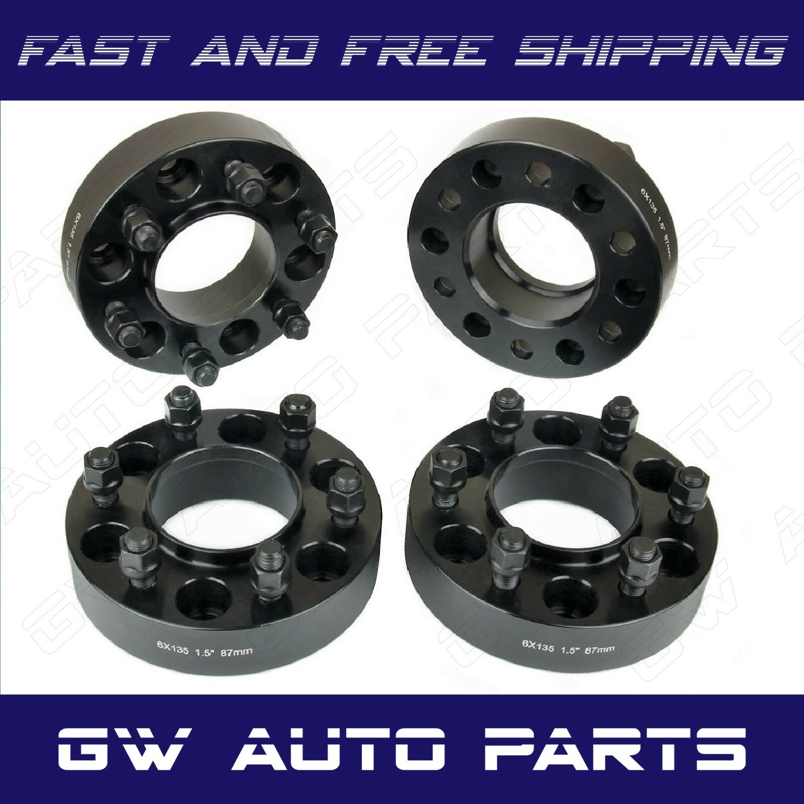 4 PCs 1.5" HUB CENTRIC WHEEL SPACER 6X135 CB 87mm STUDS 14X2.0 FIT FORD