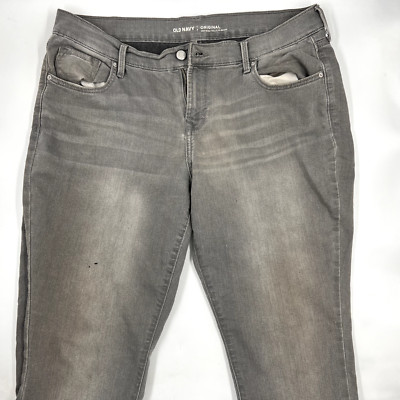 Old Navy Womens Original Jeans Size 14 Gray Denim Cotton Stretch Stone Wash