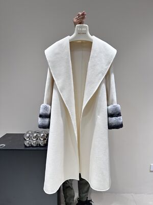 Double-sided Wool Coat Women's Mid Long Slim Rex Rabbit Fur