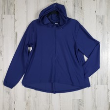 Nwt Iris & Ink Hooded Zip Up Patriot Blue Performance Jacket Women's Size Medium