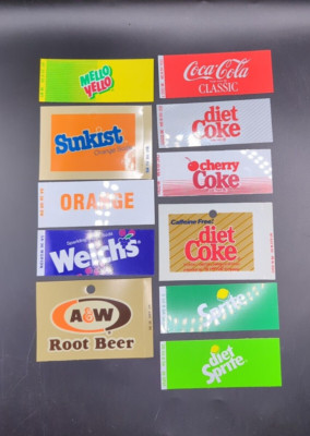 11 1980's - 90's Coca Cola Display Label Stickers Diet Coke Sprite Sunkist A&W