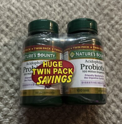 { 2 } Nature s Bounty ~ Acidophilus Probiotic ~ Digestive Health ~ 100 Tabs
