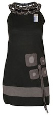 Women Cut Out Neckline Sleeveless Summer Casual Black Cotton Patchwork Dress