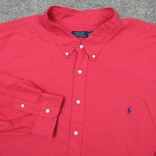 Polo Ralph Lauren Shirt Mens 4XB Red Solid Blue Pony Classic Oxford Button OCBD