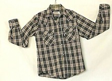 KID'S VINTAGE WESTERN LEVI GLASS PEARL SNAP BUTTON PLAID SHIRT Size 12