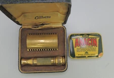 Vintage Gillette Gild-Plated Safety Travel Razor Set (21165-B10)