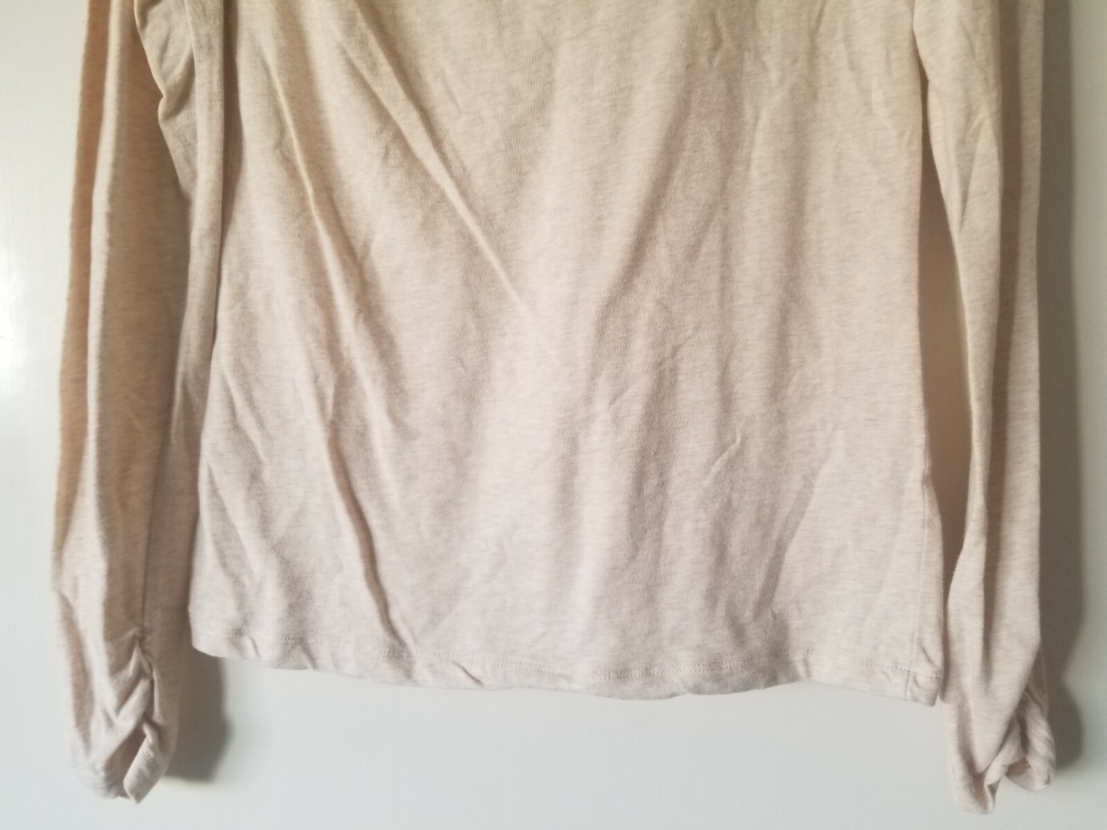 CAbi Basic Solid Tan Cream Long Sleeve Ruffle Nec… - image 9