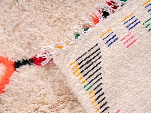 5x8 Handmade Moroccan Large white Area Rug Azilal Wool Beni White Living room - Picture 10 of 10