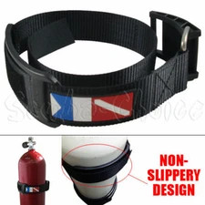 Scuba Diving Dive Cylinder Tank Band with Cam Buckle w/ Dive Flag Logo